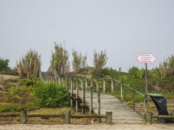 Steg zum unbewachten Strand am Jakobsweg Portugal